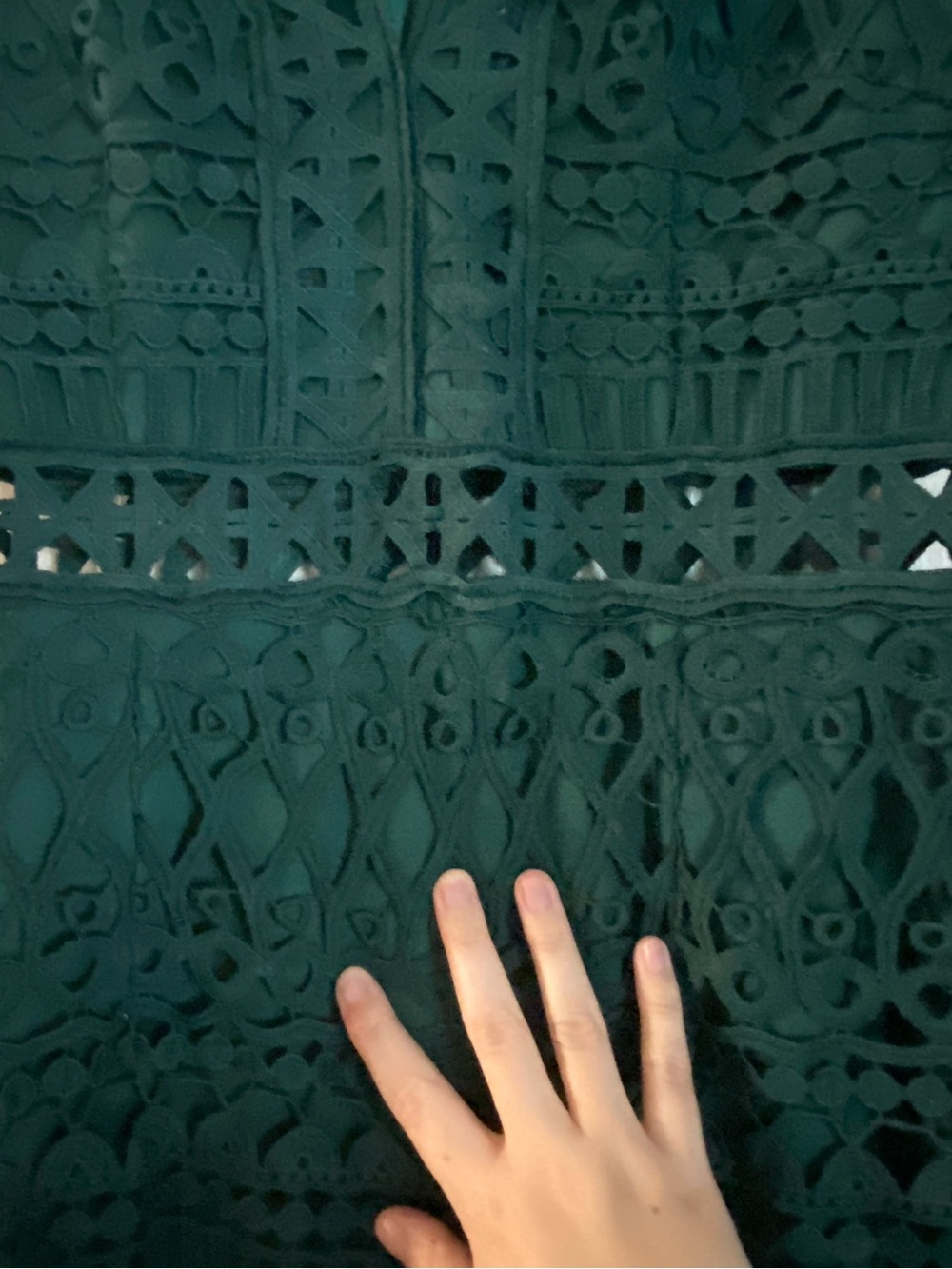 V-Neck Crochet Midi Dress in Deep Green - Picture 4 of 5